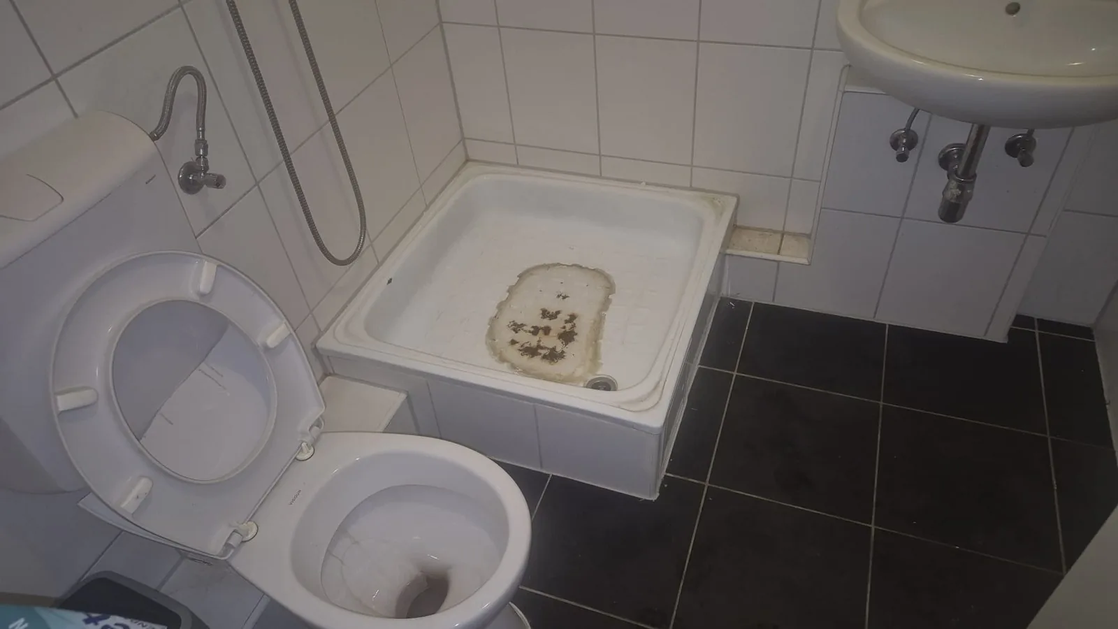 Verkalktes vergilbtes Bad vor der Sanitärreinigung in Dortmund